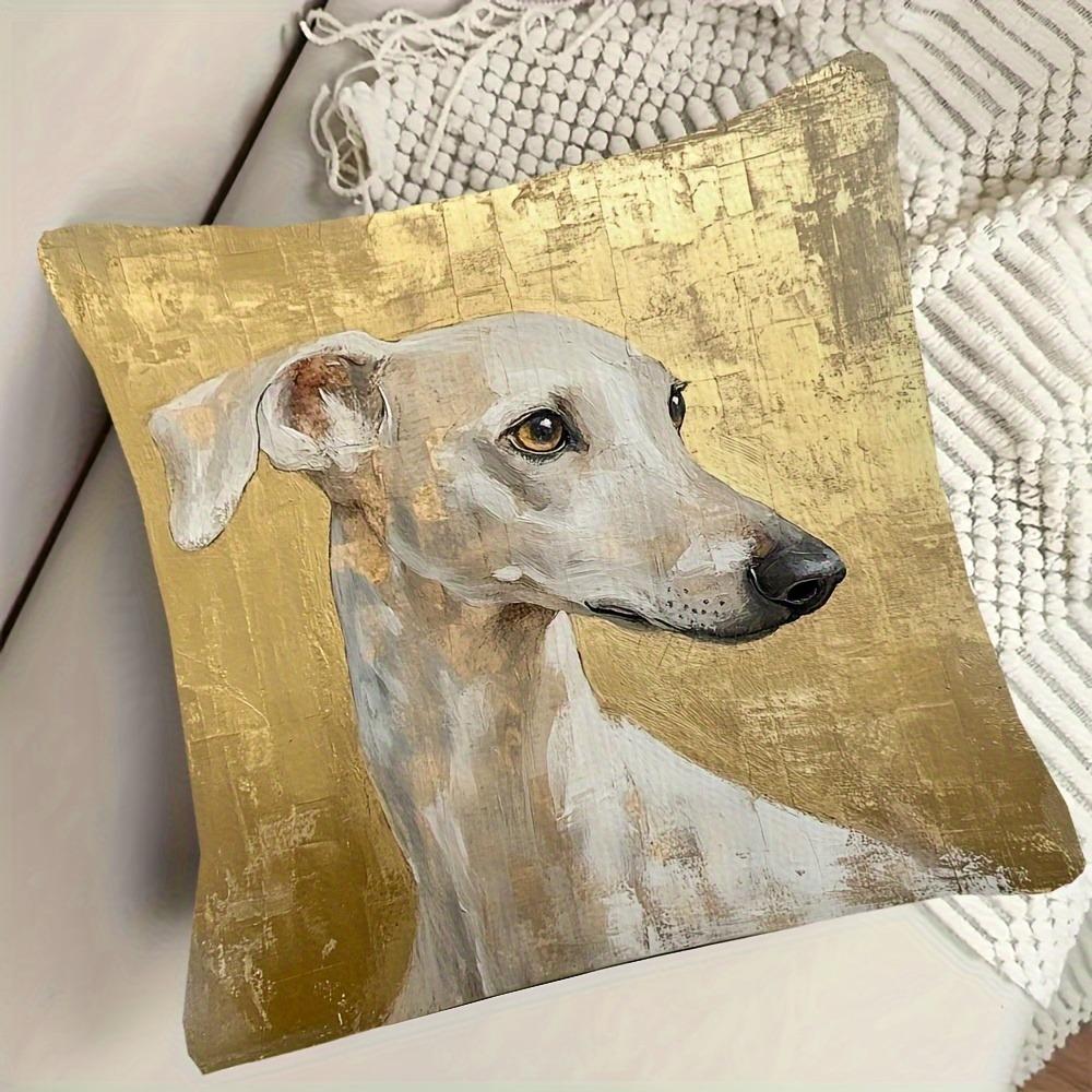 Single-sided Printed Pillowcase Featuring a Golden Greyhound Pattern,