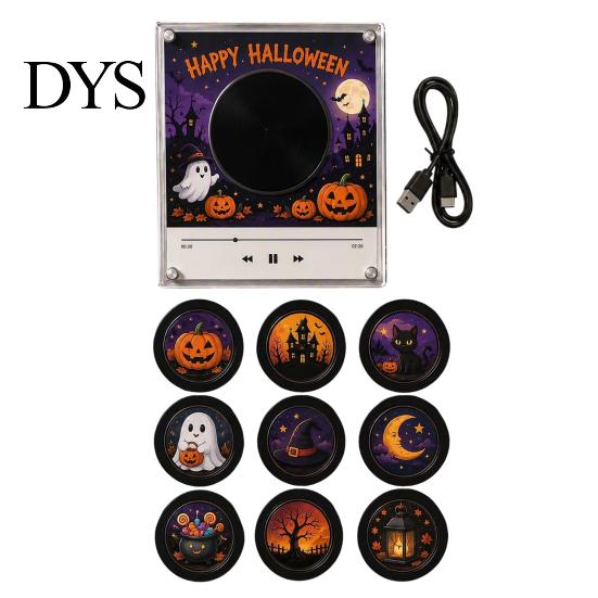 NFC Vinyl Record Player Fridge Magnet for Christmas Halloween, with 9 Programmable Records, Retro Style Enabled Albums Refrigerator Magnet,