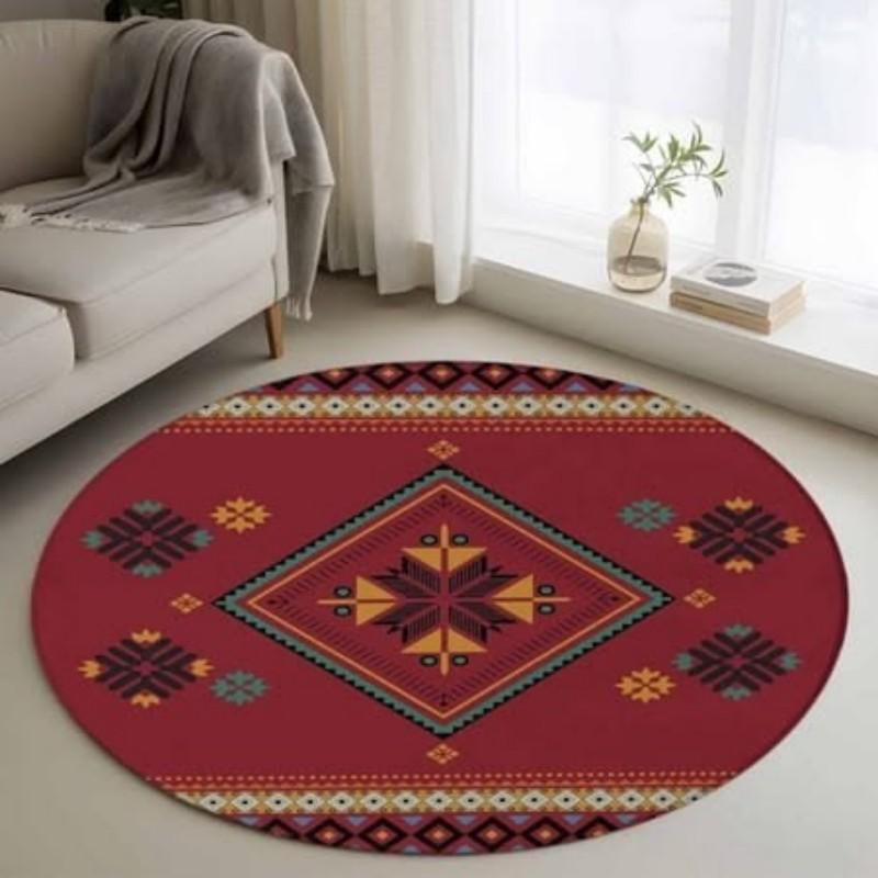 VS Vlag Ronde Vloerkleed Rood Wit Blauw Bloemenprint Tapijt Antislip Vloermat Voor Woonkamer Slaapkamer Home Gebiedskleden 40x40cm
