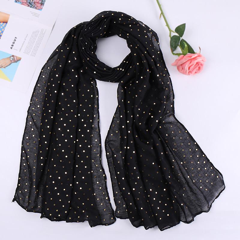 Women Plain Lurex Glitter Loop Dot Viscose Scarf Ladies Shimmer Shawls and Wraps Pashmina Stole Muslim Hijab Sjaal 180*70Cm
