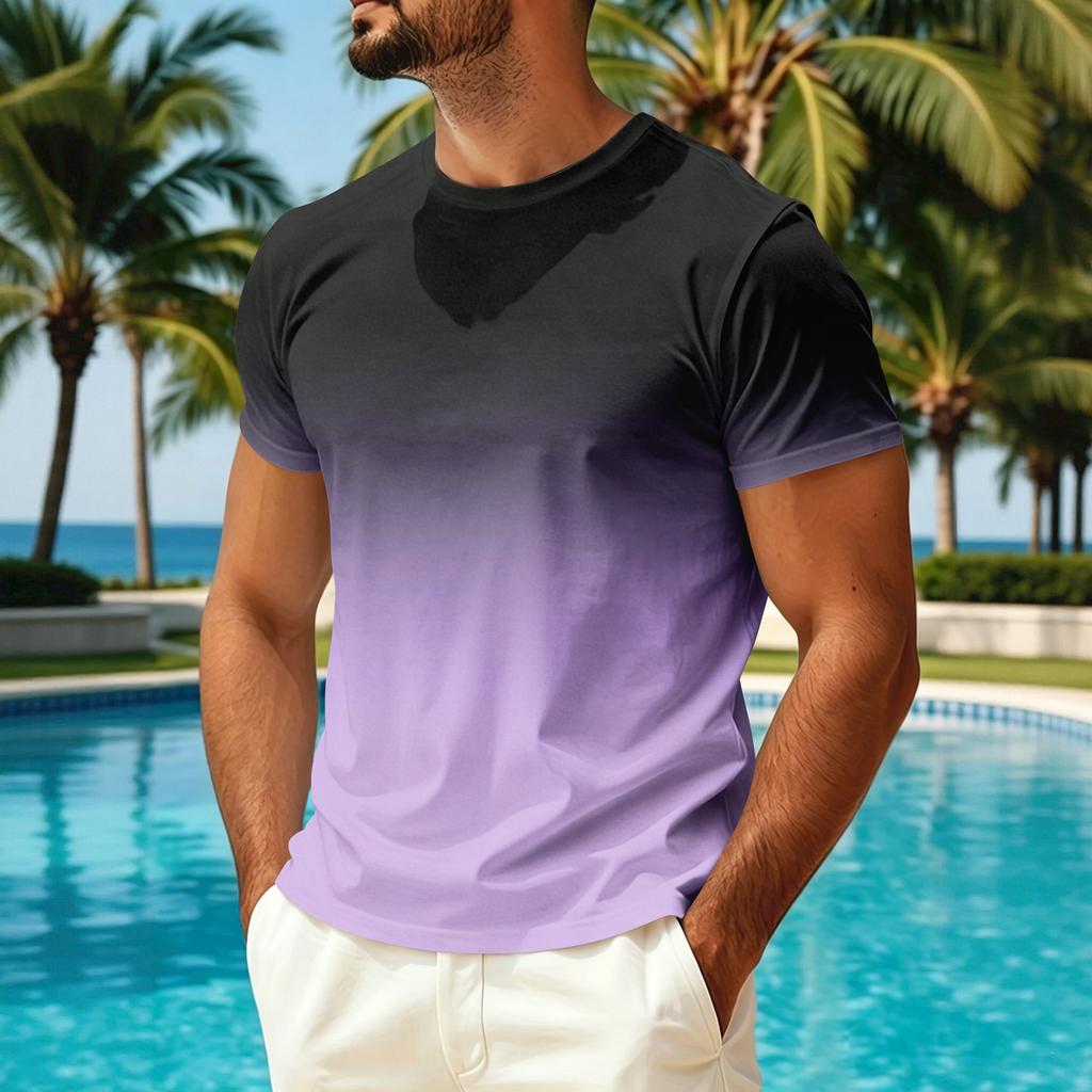 Men's Summer Crew Neck T-Shirt Quick Dry Breathable Lightweight Casual Short Sleeve Shirt for Outdoor Activities and Sun Protection