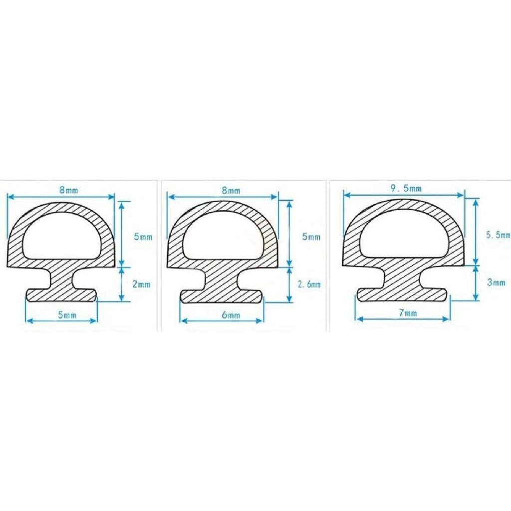 5/10M Bottom Width 5/6/7mm EPDM Sealing Strips Bridge Aluminum Door/window Sealed Plastic Strips Energy Saving Windows And Doors(7mm,5M)