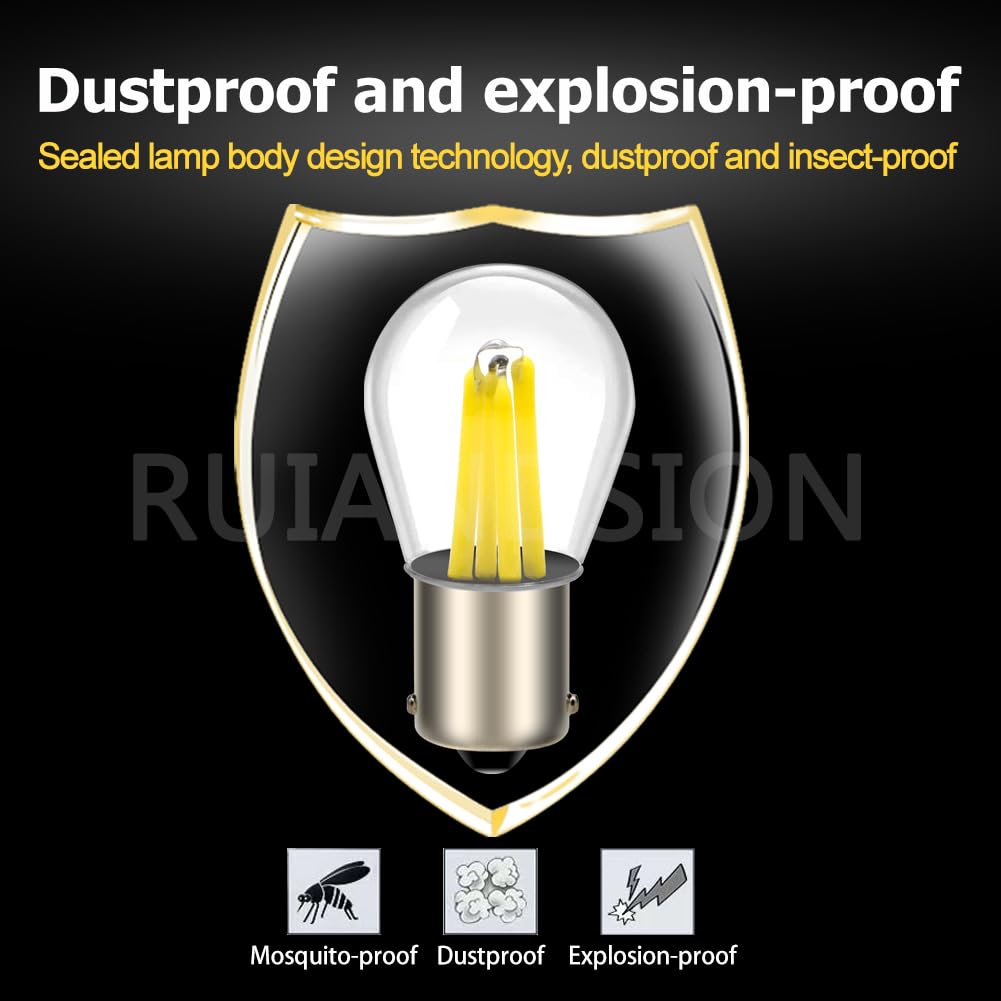 Ruiandsion BA15S 1156 LED Bulb White 48V AC/DC, 1141 1003