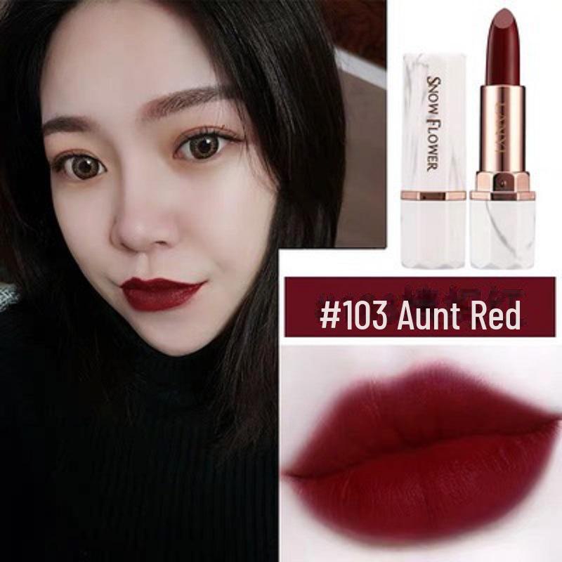 Lan Yi Snowflake Marble Soft Lipstick - Retro Aunt Color, Bean Paste, Tomato Shades, Whitening, All-Match.