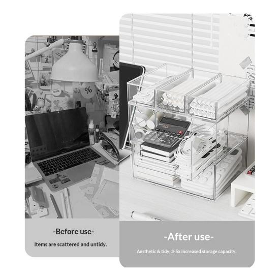 Akrylowe Pudełko do Przechowywania Przezroczysty Organizer z Szufladami Pyłoszczelny Organizer na Kosmetyki Okulary Herbata Kawa Artykuły Biurowe Pojemnik do Przechowywania na Biurko