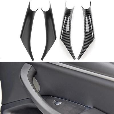 Garniture de poignée de porte intérieure en fibre de carbone, plastique ABS noir, pour BMW X3 X4 G01 G02 2018-2022