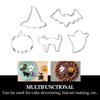 5 Pc Halloween Stainless Steel Cookie Cutter Set Bat Cat Ghost Hat Pumpkin Easy Press Quick Release for Home Baking