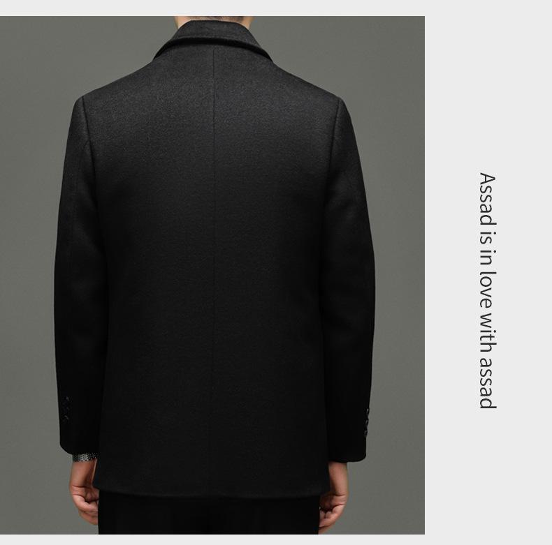Men's Winter Mid-Length Wool Coat with Detachable Down Liner - Luxury Business Lapel Outerwear