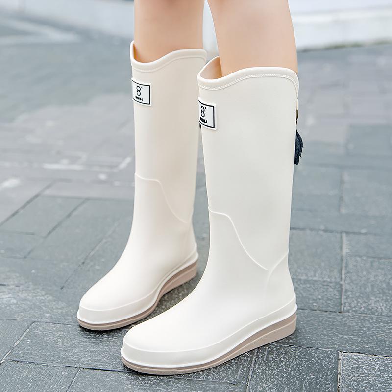 Women's Durable Waterproof Red Rain Boots - High-Top, Non-Slip, Soft-Soled for Outdoor Mountain Climbing