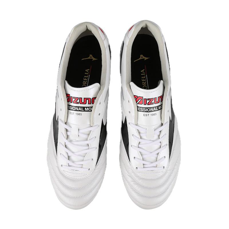 Mizuno Morelia 2 Comfortable Ag (Rubber Short Studs) Durable Breathable Fit Soccer Shoes Unisex Soccer Shoes White Black Red P1GA250509