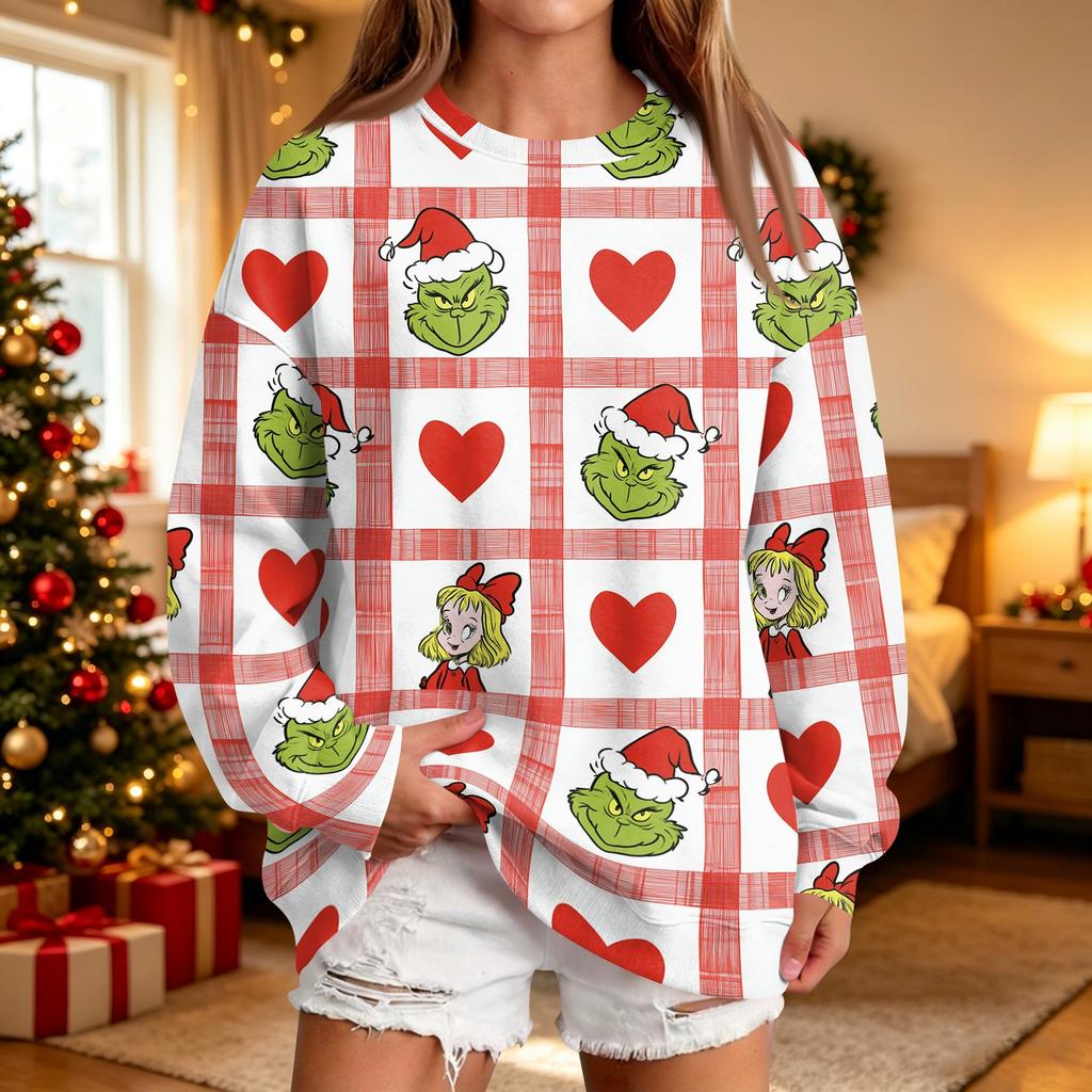 Women's Casual Christmas Print Neck Pullover Sweatshirt