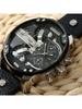 Diesel  57mm Oversized Black Multifunction Chronograph for Men – Statement Leather Strap Watch Perfect for Night Out, Travel & Street Fashion – DZ7313
