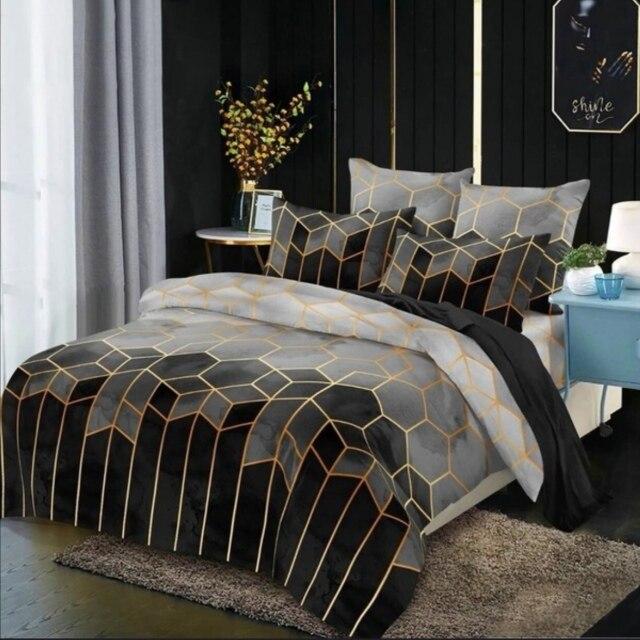 Kemila 2/3pcs Bedding Set Plaids Printing Duvet Cover Sets 1 Quilt Cover + 1/2 Pillowcases US/EU/AU Size Twin Full Queen King