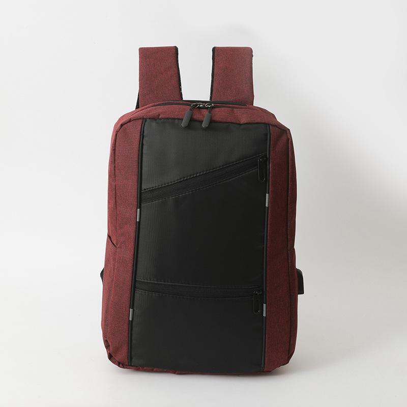New business backpack with usb computer bag large capacity nylon men s and women s same student schoolbag красный