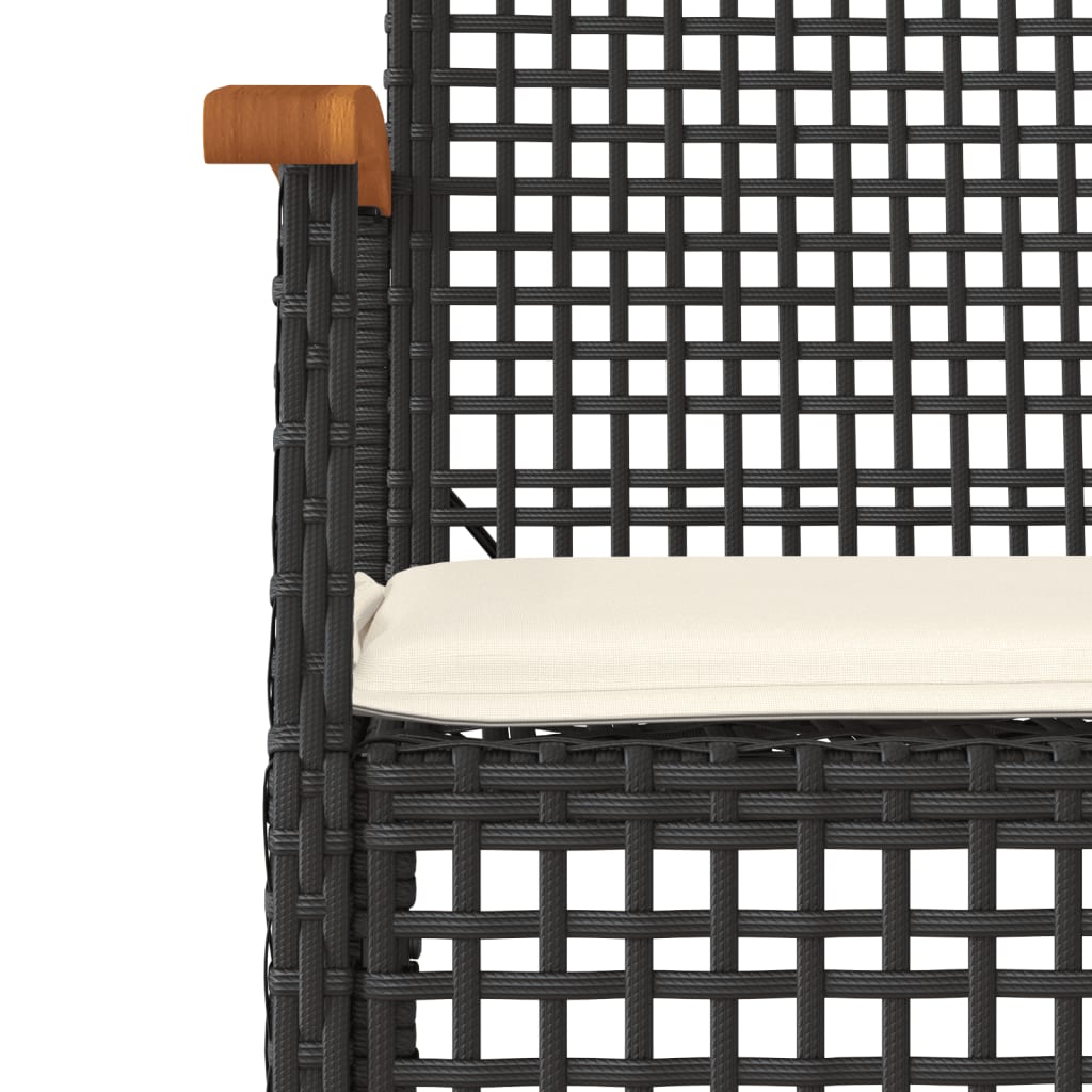 Vidaxl 9-Cz. Garden Furniture Set With Cushions, Black, PE Rattan