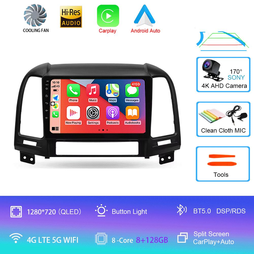 Car Radio Android 14 For Hyundai Santa Fe 2 2006 - 2012 Navigation GPS Multimedia Video Player Stereo wireless Carplay Wifi+4G