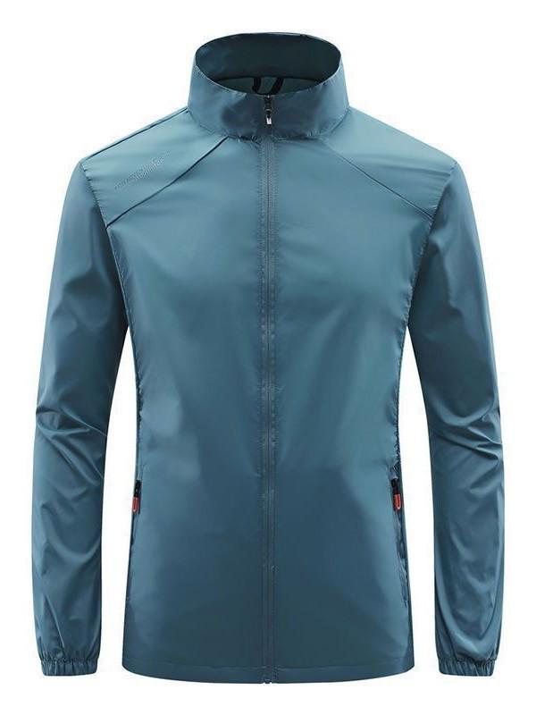 

Мужская дышащая куртка из ледяного шелка с воротником-стойкой для защиты от солнца - Летняя тонкая водонепроницаемая ветровка для повседневной носки и рыбалки. 5XL небесно-голубой