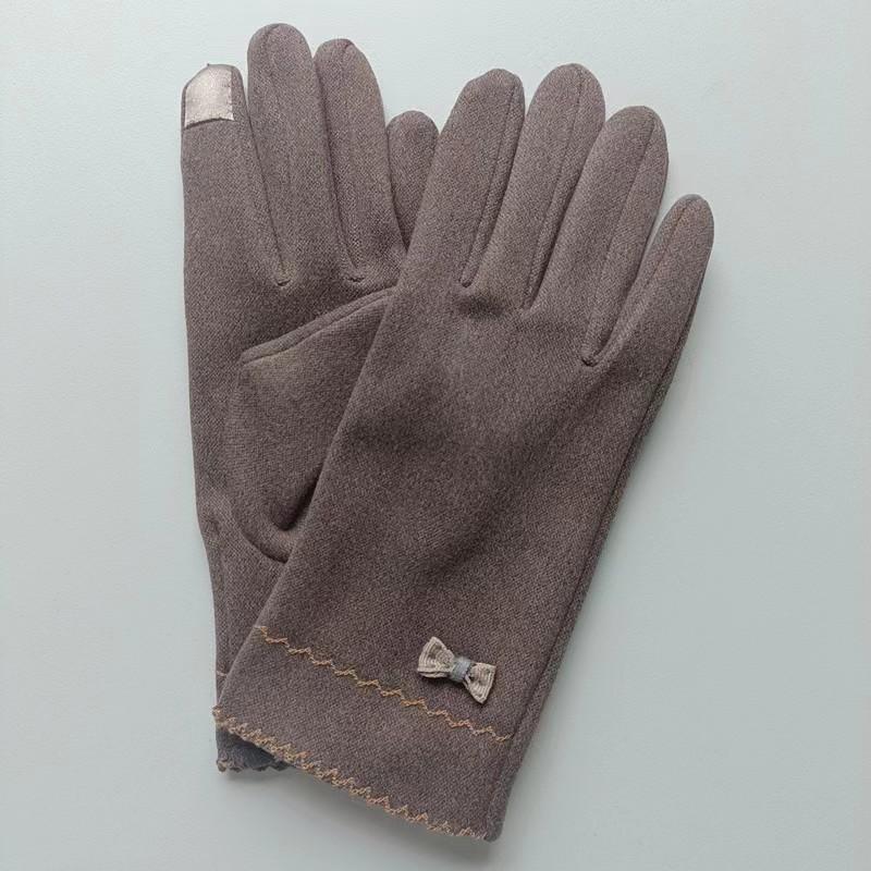 Women Winter Warm Touch Screen Thin Fleece Elegant Cute Bow Sweety Outdoor Drive Cycling Windproof Not Bloated Mittens Gloves