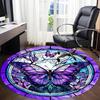 1pc Butterfly Stained Glass Carpet for Office Non-Slip, Round Carpet, Soft & Comfortable, Carpet for Office, Lightweight Round Floor Mat