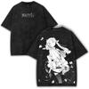 Gothic Washed Frieren Beyond Journey's End Printed T‑Shirt Anime Manga Retro Graphic Oversized Short Sleeve Casual Streetwear Cotton Tee For Men Women