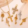Gold Diamond Key Cross Pendant Multi-Style Personalized Pendant Diy Jewelry Accessories