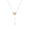 Charming Nature Forest Drip Oil Colorful Butterfly Pearl Long Tassel Necklace Womens Jewelry