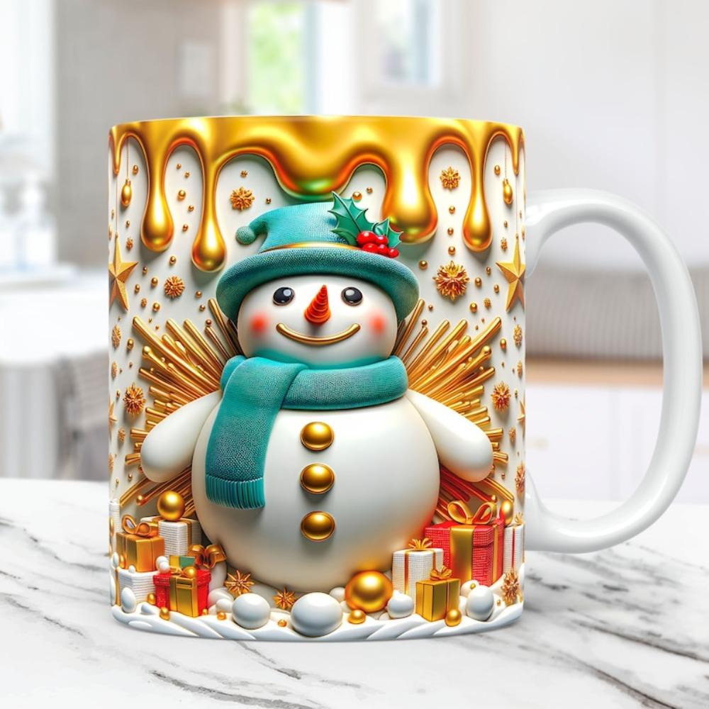 Tazza da caffè in ceramica tazza da tè pupazzo di neve cappello di Natale tazza