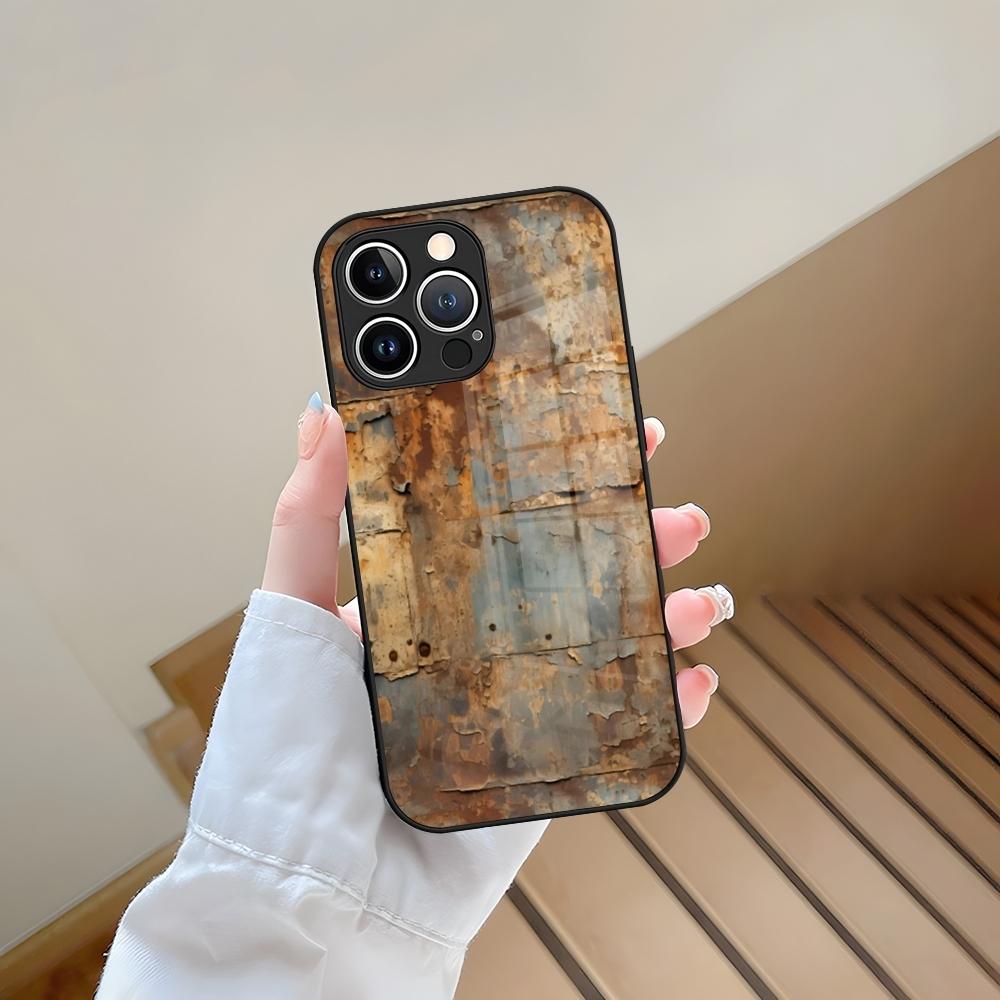 Phone Case Tempered Glass For IPhone 13 17 15 16 14 12 11 Pro Max Plus Mini XR XS SE2020 Coque Vintage Industrial Style Rusty Pa