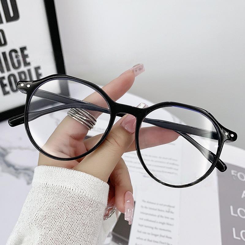 

New Anti-Blue Light Retro Round Frame Glasses, Minimalist Pins Design, Suitable for Prescription Anti-Blue Light Lenses -600 чорний