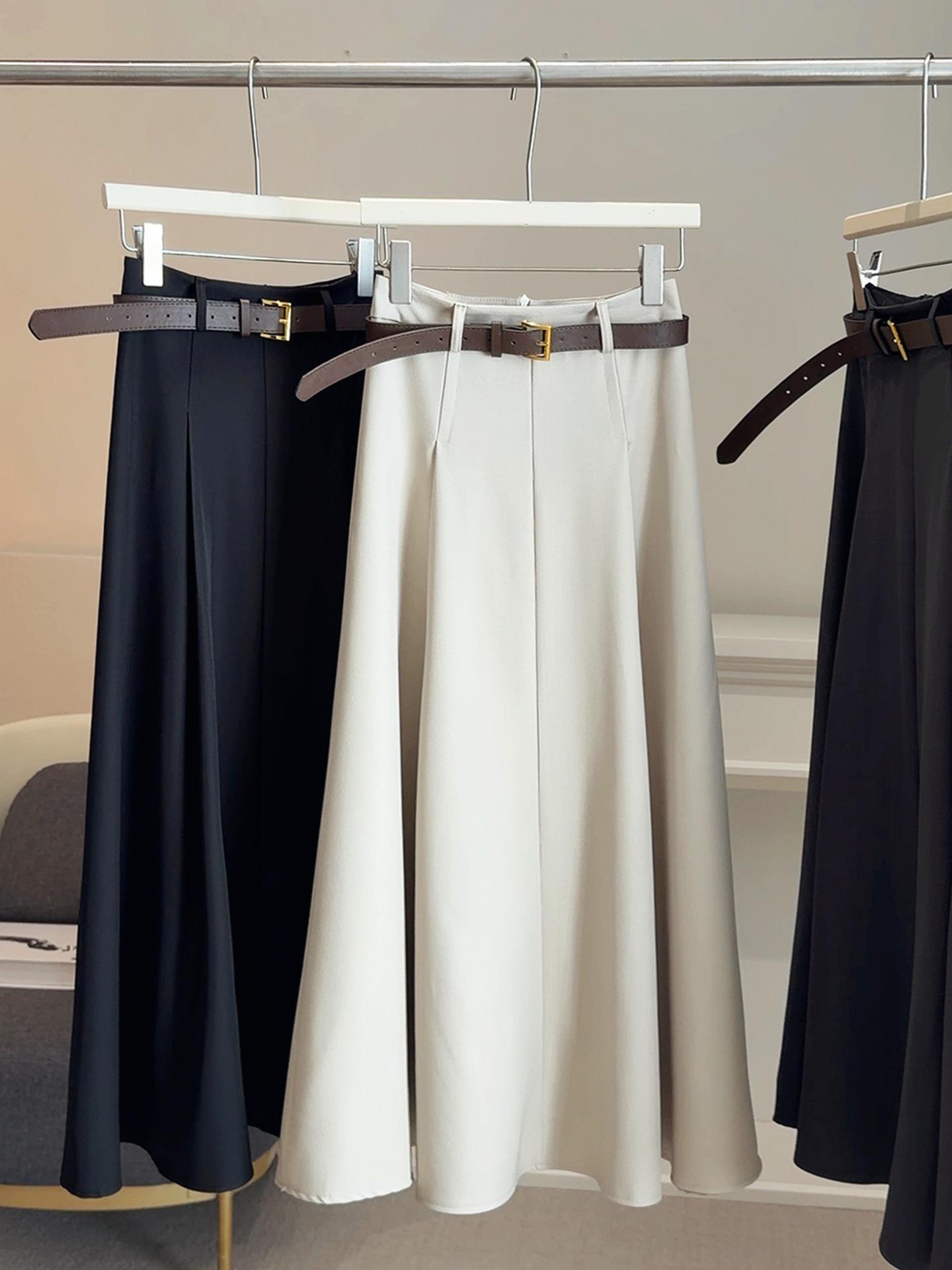 

Korean Style A-line High Waist Flare Skirt for Women - Spring 2026 Small абрикосовий