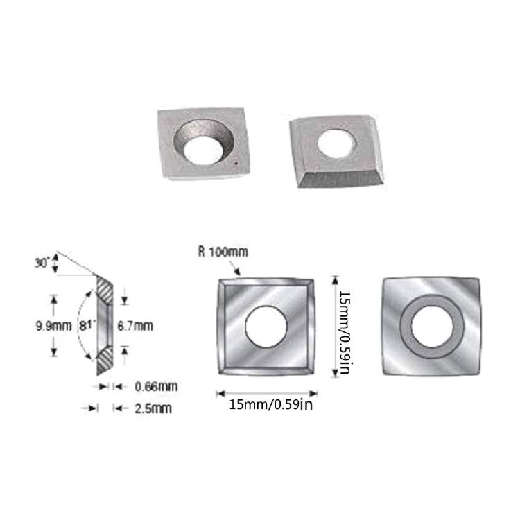 Hårdmetallskär Bytesskär 15x15x2,5mm R100-81° Fyrkantiga Hårdmetallskär