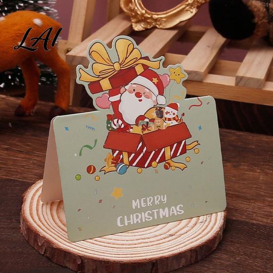 Colorful Paper Crafts 10 Pcs 3D Christmas Greeting Card Cute Tree Santa Snowman Holiday Cards Wreath Design for Festive Messages Wishes Eve