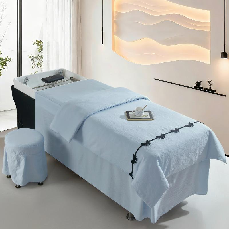 

70x150cm 3-Piece Set Summer Lightweight Bubble Gauze Massage Bed Cover for Thai Shampoo Bed Head Therapy Bed Linen 70x150cm 3pcs set&set