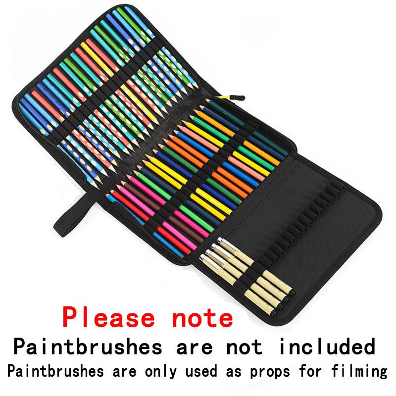 60\100\120 PCS Canvas Pencil Bag, Folding Fine-Tipped Pen Markers Storage Case with Zipper, Black Pencil Holder for Coloring Pens & Brushes