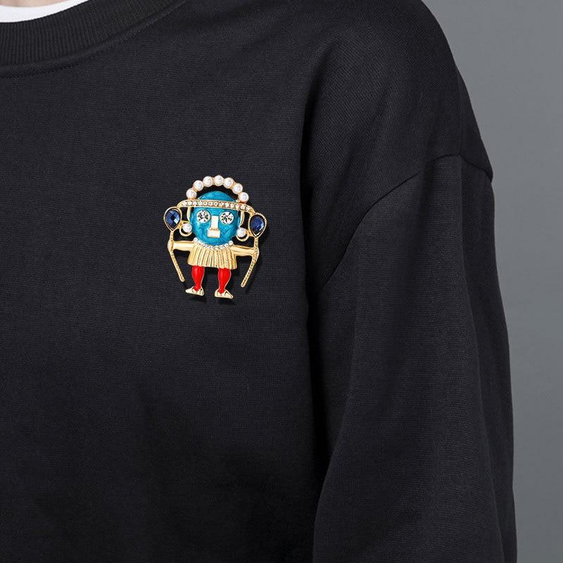 Blucome Roztomilé brože s figurkou náčelníka národa pro ženy, unisex, smaltované, mimozemské, ležérní, na párty, módní šperky