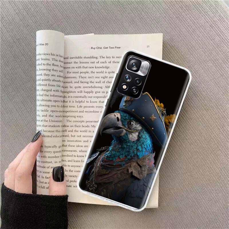 

Macaw Pirate Phone Case For Redmi Note 13 12 Pro Plus 14 15 Pro 5G 11 11T 11E 11S 10 Pro 10S 9 9S Cover Cell Clear TPU Capa Case Redmi Note 14 4G