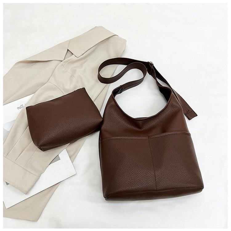 Stylish 2024 New Korean Fashion Pu Bucket Bag Chic Simple Crossbody Handbag