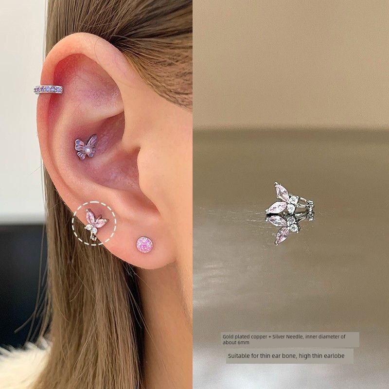 Ear Bone Nail Ear Bone Ring Medical Titanium Steel Ear Studs Ear Hole Titanium Alloy Female Ear Worm Nail Edge Unique Earrings Earrings