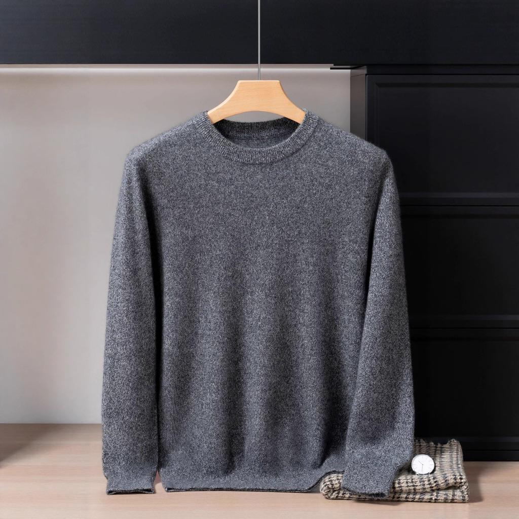 Light luxury baby feeling~ 100% pure cashmere shirt round neck pullover sweater with knitted sweater inside