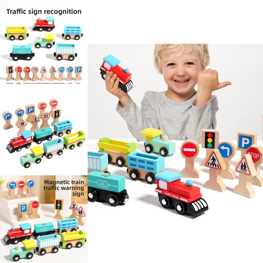 Wooden Toy Train Track Set With Diy Assembly For Kids Educational Play