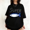 Kpop Korean Jin Super Thunfisch Fisch T-Shirts Mode Vintage Kurzarm T-Shirt Unisex Unisex Kleidung Baumwolle Lässig Übergroßes T-Shirt