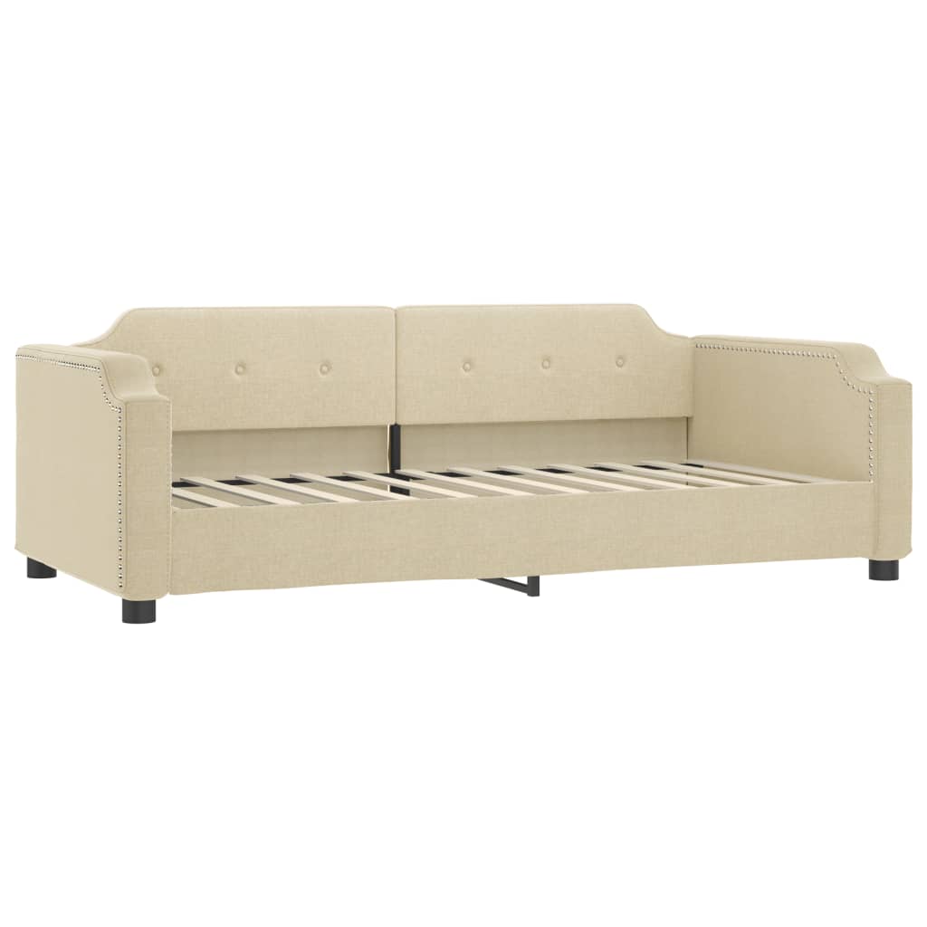 Extendable Daybed with Drawers Cream 80x200 cm Fabric