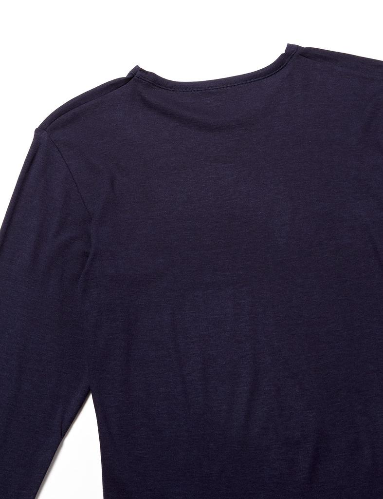 Gunze Hot Magic Inner Soft and Crew Navy Size LL Size Shirt, Warm, Neck, 3/4 Sleeves, Blue, MH1908, (Japan 2L)