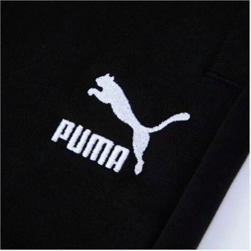 Puma Solid Color Logo Print Drawstring Cotton Side And Back Zipper Pocket Sports Pants Men Pants Black 53769301