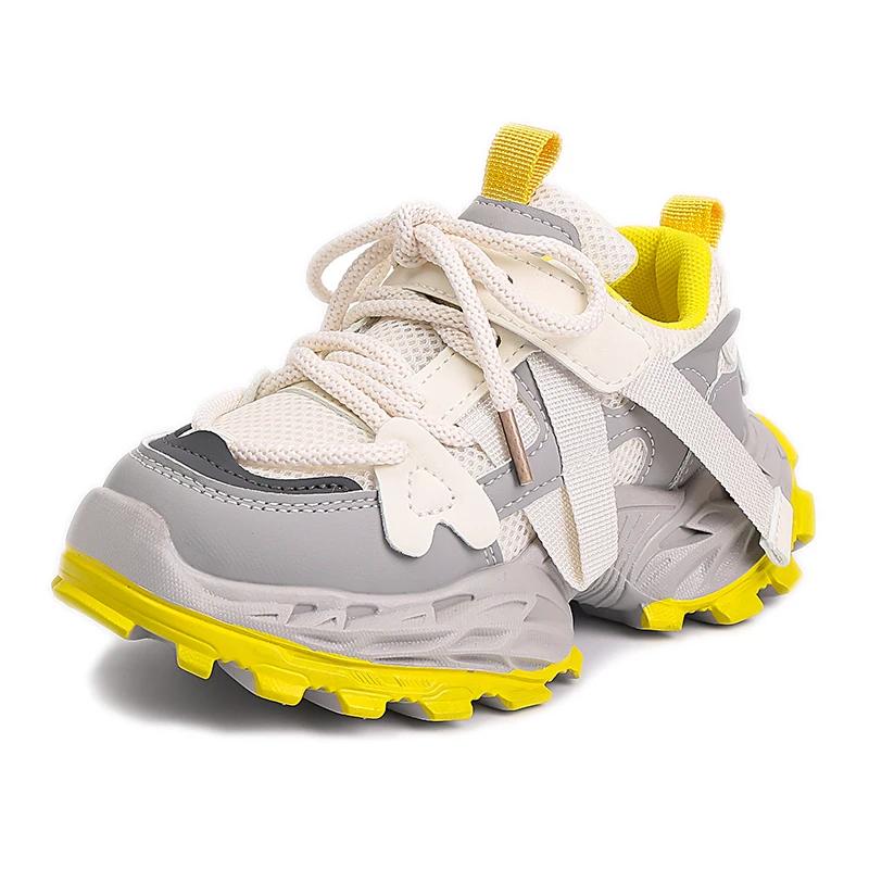 

Kids Hiking Tennis Running Thick Sole Shoes Toddler Lightweight Breathable Casual Trainers Children s Boys Girls Chunky Sneakers 32 бежевый