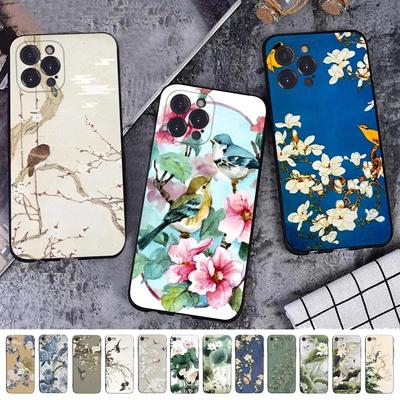 כיסוי לטלפון של ציפור פרח לאייפון Samsung Galaxy Redmi Xiaomi Oppo OnePlus Note SA 7 8 9 10 11 12 13 14 20 21 22 23 53 54 Pro Max Plus Ultra TPU Soft