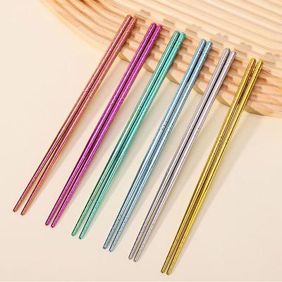 1 Pc 23cm Pure Titanium Chopsticks 5 Colours Available Heat Insulation Luxury Family Tableware For Home Resturant Gathering