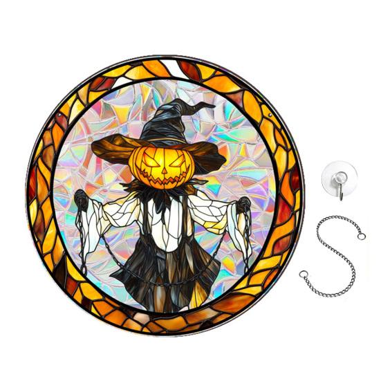 Halloween Suncatcher Hanging Decoration Ghost Pumpkin Witch Black Cat Castle