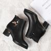 Autumn/Winter Women's Short Boots with Mid Heel Side Zipper Korean Style Square Heel PU Leather Short Boots