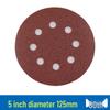 Red Sand Flocking 5-Inch Self-Adhesive Sandpaper Disc, 6 or 8 Holes, for Dry Grinding and Polishing